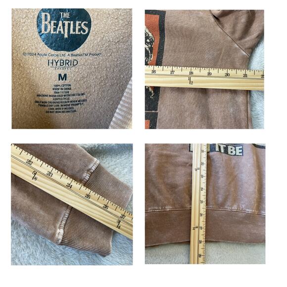 Mens The Beatles Let It Be Concert Sweatshirt M L Brown Acid Wash Festival NEW - Picture 4 of 5
